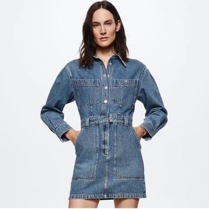 Mango denim long sleeve mini dress size 10 / XL eu